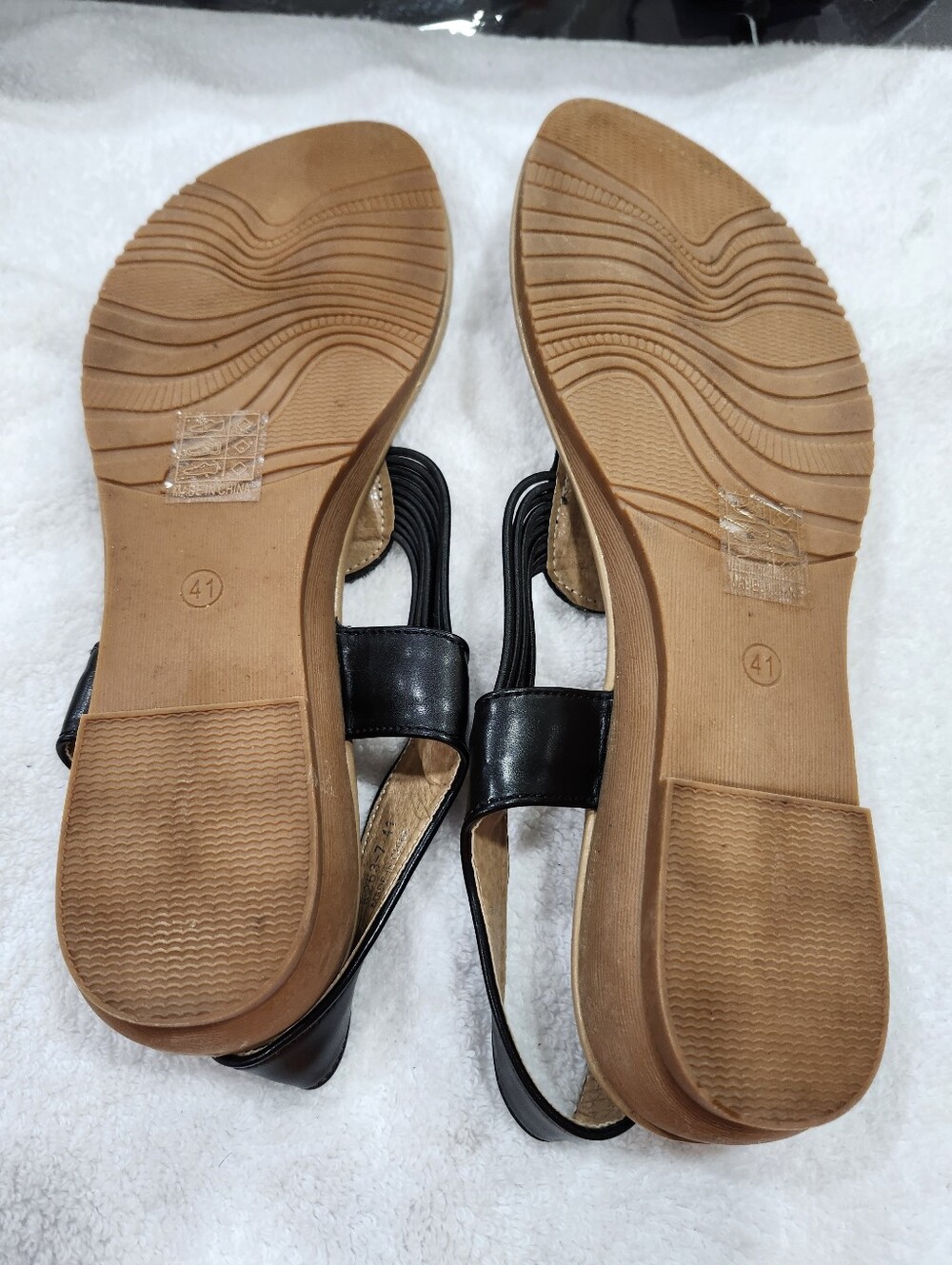 Black Rhinestone T-Strap Sandals - Picture 3 of 3